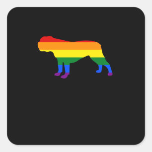 Gay Dogs Bulldog Rainbow Gay Pride Flag Quadratischer Aufkleber