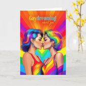 Gay Dreaming Lesbian Couple Rainbow Karte (Gelbe Blume)