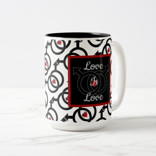 Gay Ehe Personalisierte Liebe ist Liebe Kaffee Tas Zweifarbige Tasse (VorderseiteRechts)