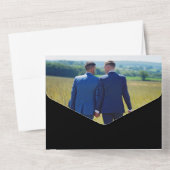 Gay Ehepaar FOTO Mr. and Mr. Schwarz-weiß bow Kraw All In One Einladung (Rückseite)