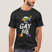 Gay Elf Lgbt Q Pride Regenbogenflagge Cool Weihnac T-Shirt (Vorderseite)