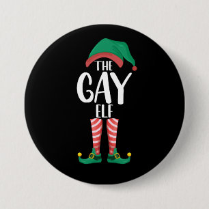 Gay Elf LGTBQ Matching Family Christmas Party Button