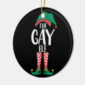 Gay Elf LGTBQ Matching Family Christmas Party Keramik Ornament (Links)