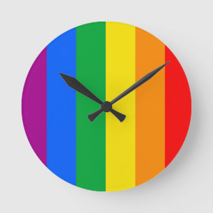 GAY FLAG ORIGINAL -.png Runde Wanduhr