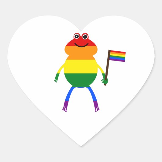 Gay Frog LGBT Pride Rainbow Klassischer Rundaufkle Herz-Aufkleber (Vorderseite)