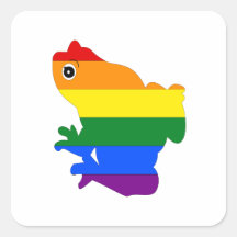 Gay Frog LGBT Pride Rainbow Square Stickers