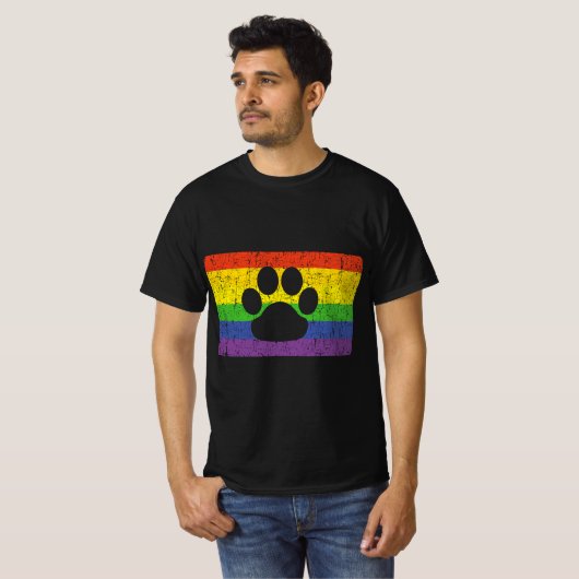 Gay Furry Pride Fandom Paw Rainbow LGBT Flag Gesch T-Shirt (Vorne ganz)