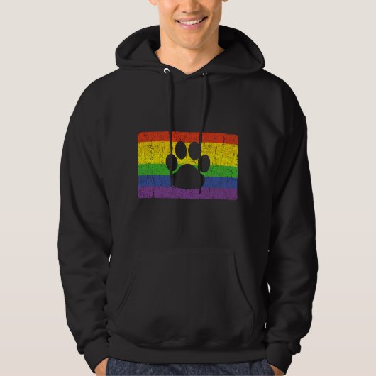 Gay Furry Pride Fandom Paw Rainbow LGBT Flag Gift Hoodie (Vorderseite)