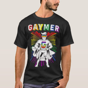 Gay Gamer Gaymer Gayming LGBTQ Gay Mens Pri T-Shirt