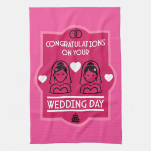 Gay Girls Wedding Day Geschirrtuch