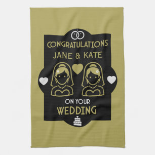 Gay Girls Wedding Day Geschirrtuch