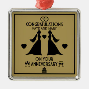 Gay Girls Wedding Jubiläum Ornament Aus Metall