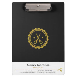 Gay Gold & White Friseurscheren & Circle Log Klemmbrett