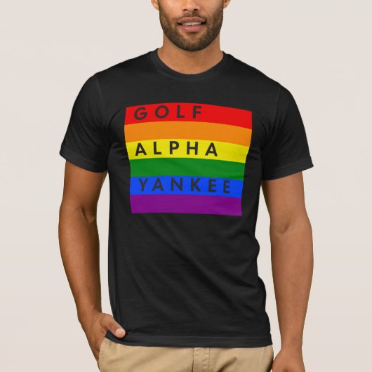 GAY Golf Alpha Yankee Phonetic Alphabet T-Shirt (Vorderseite)