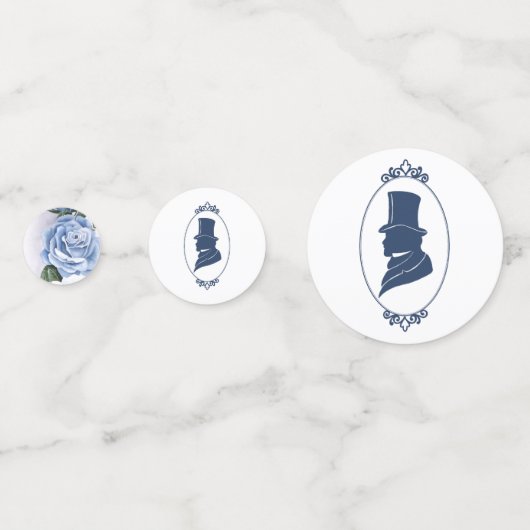 Gay Grooms Cameo Regency Blue Rose Konfetti (Vorderseiten)