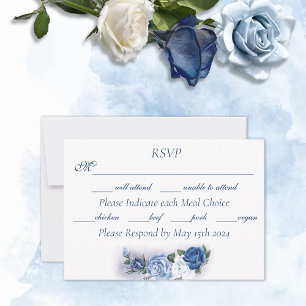 Gay Grooms Regency Blue Rose RSVP Karte