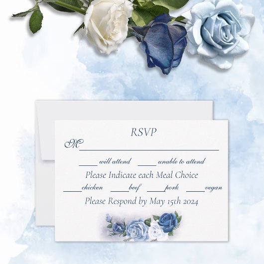 Gay Grooms Regency Blue Rose RSVP Karte