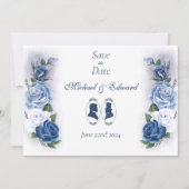 Gay Grooms Regency Blue Rose Save The Date (Vorderseite)