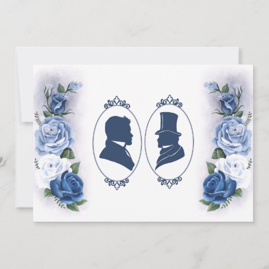 Gay Grooms Regency Blue Rose Save The Date (Rückseite)