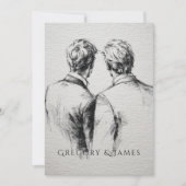 Gay / Grooms Wedding Pencil Drawing  Einladung (Vorderseite)