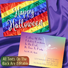 Gay Halloween-Party LGBTQ Regenbogenflagge farbig Einladung