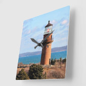 Gay Head Lighthouse, Martha's Vineyard Wall Clock Quadratische Wanduhr (Winkel)