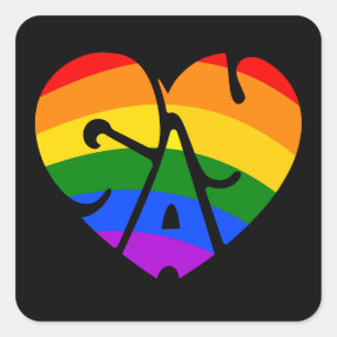 Gay Heart Quadratischer Aufkleber