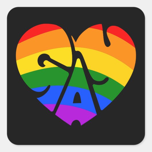 Gay Heart Quadratischer Aufkleber (Vorderseite)