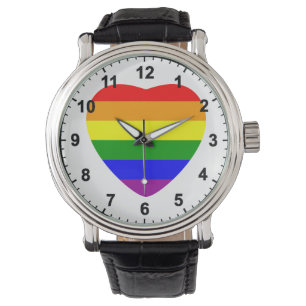 GAY Heart Shaped Rainbow Flag Armbanduhr