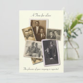 Gay Hochzeit mit Vintagen Porträts Einladung (Stehend Vorderseite)