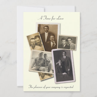 Gay Hochzeit mit Vintagen Porträts Einladung