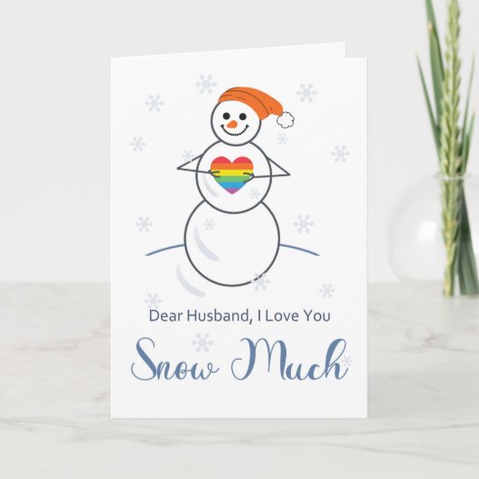 Gay Husband Romance Niedlich Snowman with Heart Karte (Vorderseite)