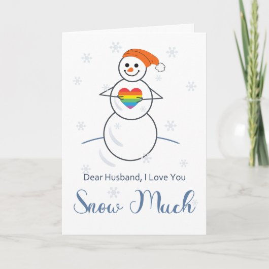 Gay Husband Valentine Niedlich Snowman mit Herz Karte (Vorderseite)