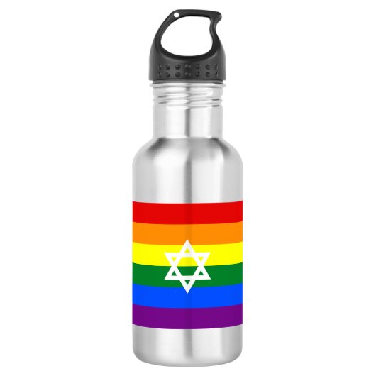 Gay Jewish Pride Flag Edelstahlflasche (Vorderseite)