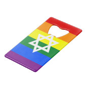 Gay Jewish Pride Flag Geldbeutel Flaschenöffner (Rückseite Schrägansicht)