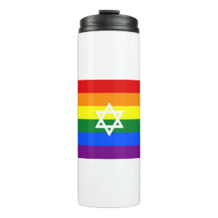 Gay Jewish Pride Flag Thermosbecher