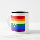 Gay Jewish Pride Flag Zweifarbige Tasse (Vorderseite Links)