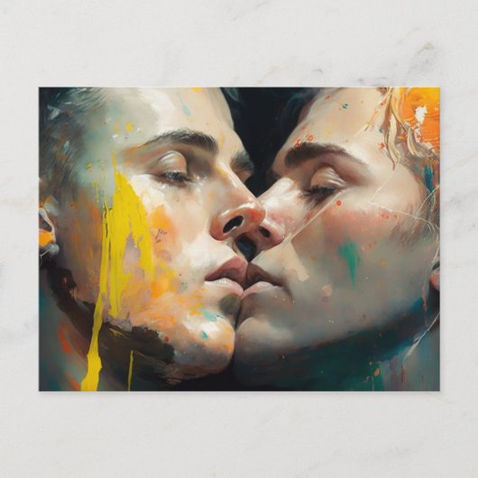 Gay Kiss Postcard Postkarte (Vorderseite)