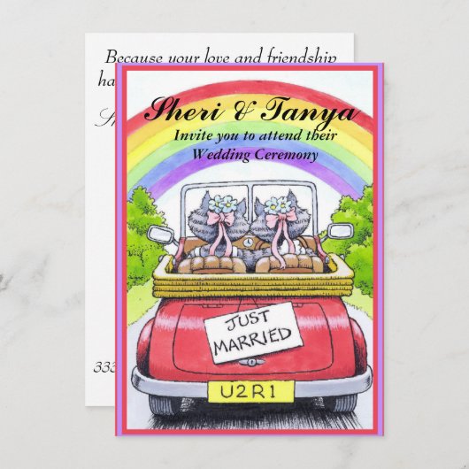 Gay Lasbian Hochzeitsfeier: Einladung (Vorne/Hinten)