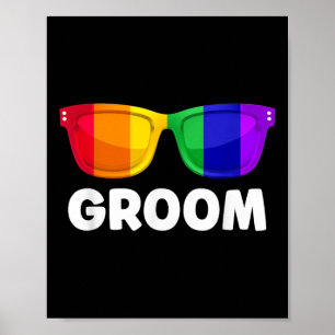 Gay Lesbian Bachelor Party Groom Wedding T-Shirt L Poster