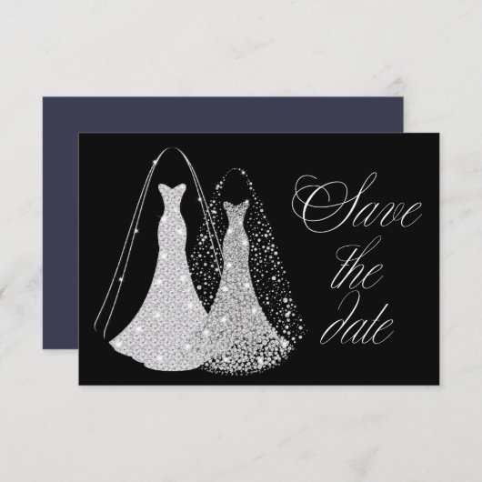 Gay Lesbian Elegant Save the Date (Vorne/Hinten)