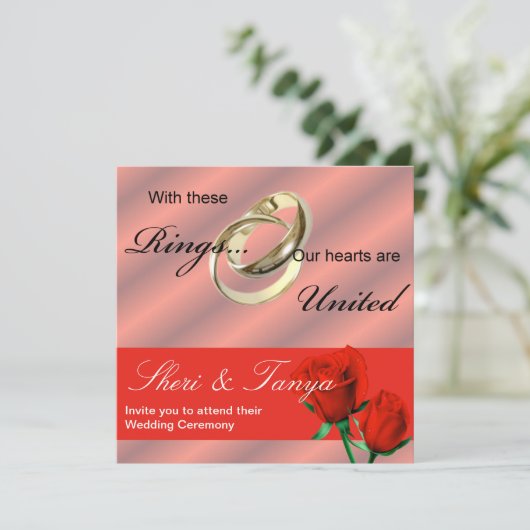 Gay Lesbian Hochzeit Einladung (Stehend Vorderseite)