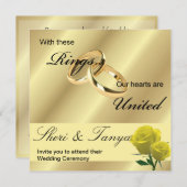 Gay Lesbian Hochzeitszeremonie Einladung Gold (Vorne/Hinten)