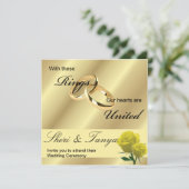 Gay Lesbian Hochzeitszeremonie Einladung Gold (Stehend Vorderseite)