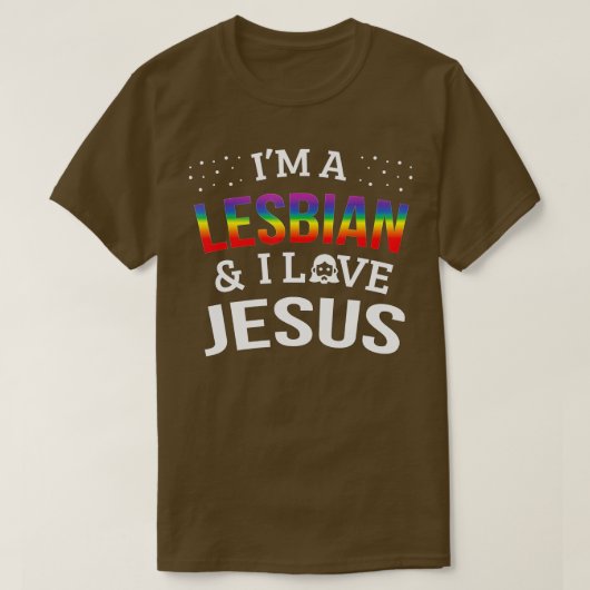 Gay Lesbian Pride Im A Lesbian I Liebe Jesus T-Shirt (Design vorne)