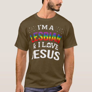 Gay Lesbian Pride Im A Lesbian I Liebe Jesus T-Shirt