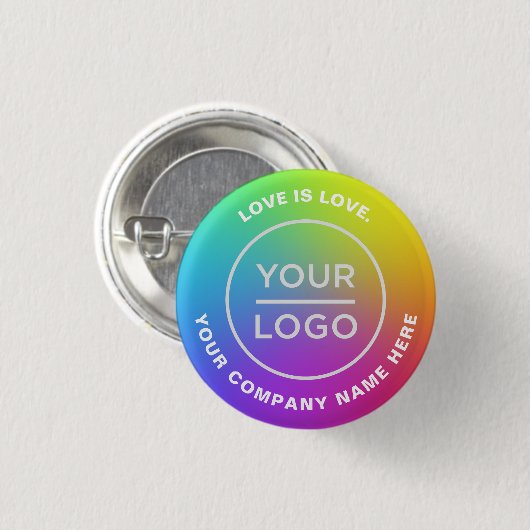 Gay Lesbian Pride Rainbow Flag Your Business Logo Button (Vorne & Hinten)