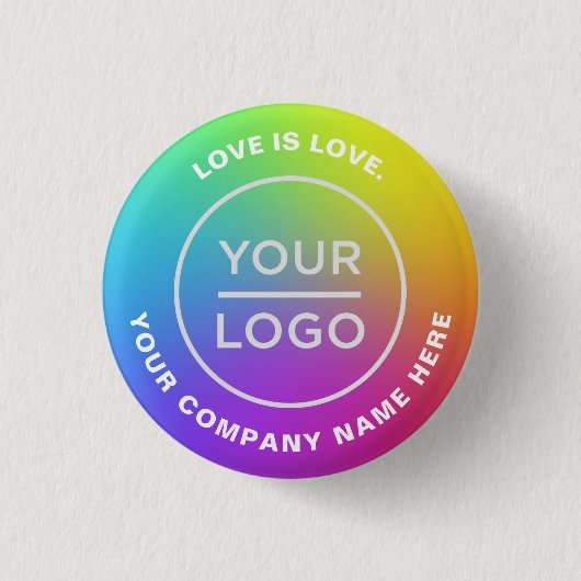 Gay Lesbian Pride Rainbow Flag Your Business Logo Button (Vorderseite)