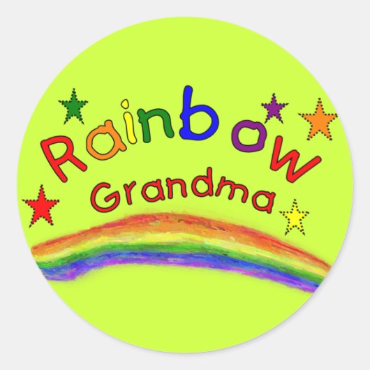 Gay Lesbian "Rainbow Grandma" Runder Aufkleber (Vorderseite)