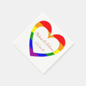 Gay Lesbian Rainbow Heart Wedding Napkins Serviette (Ecke)